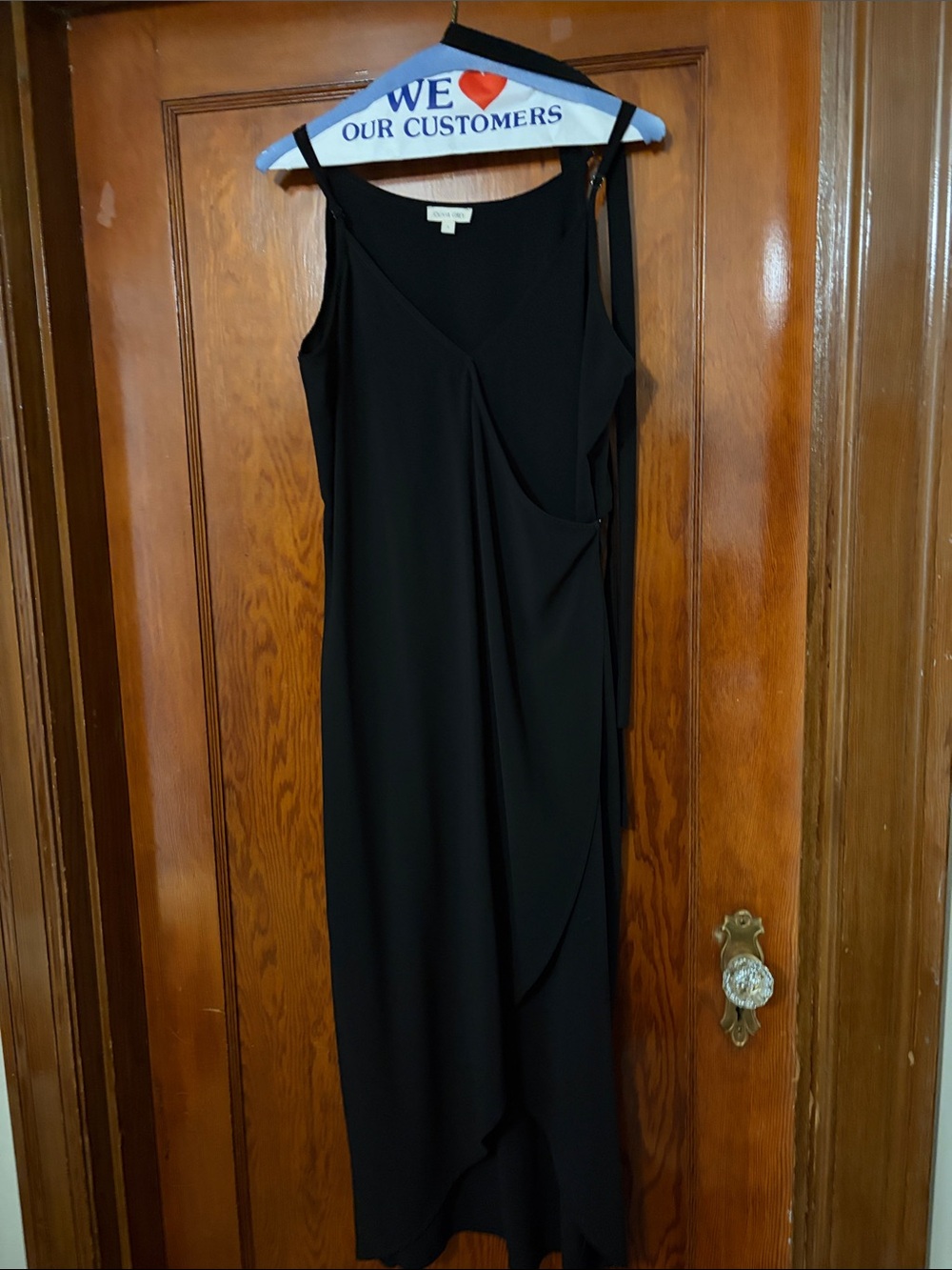 Black Sleeveless Midi Wrap-Detail Dress